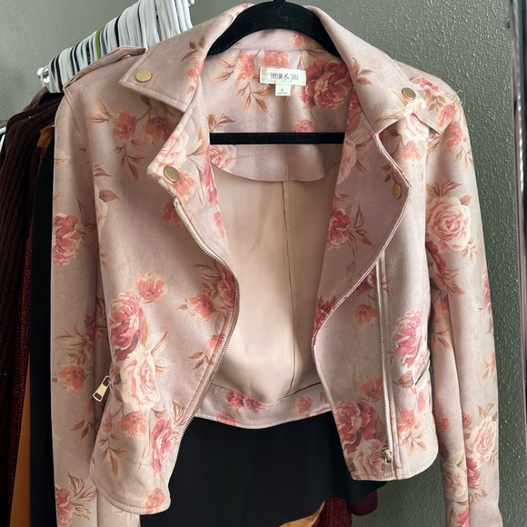 Taylor & Sage light pink floral jacket cropped size small - Picture 2 of 5